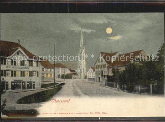 12635296 Amriswil TG Carte au clair de lune de l'église Amriswil TG