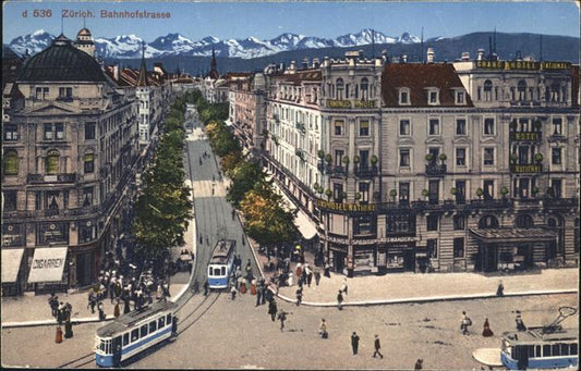 11242522 Zuerich Bahnhofstrasse Strassenbahn Grand Hotel National Zuerich