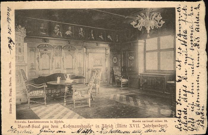 11242585 Zuerich Barock Saal aus dem Lochmannhaus Zuerich