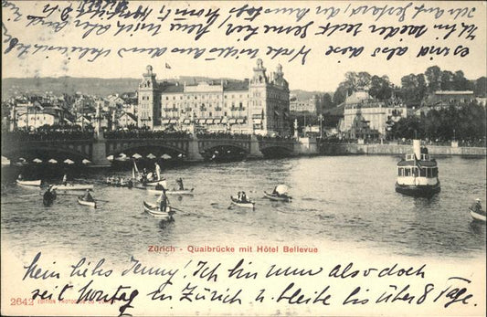 11242589 Zuerich Quaibruecke Hotel Bellevue Schiff  Zuerich