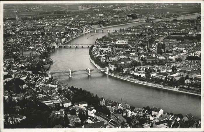 11242619 Basel BS Fliegeraufnahme   Die vier Rheinbruecke Basel BS