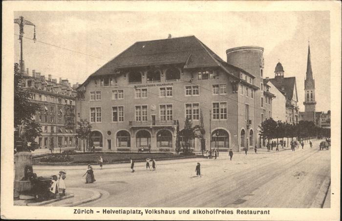 11242859 Zuerich Helvetiaplatz Volkshaus Alkoholfreies Restaurant Brunnen Zueric