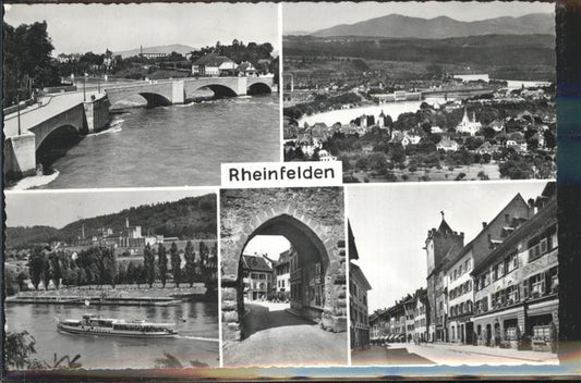 11383793 Rheinfelden AG Rhein Bruecke Schiff Tor Turm Rheinfelden