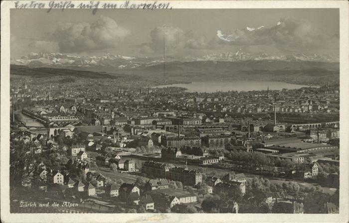 11358665 Zuerich Panorama mit Alpen Zuerich