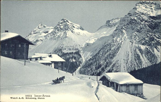 11356932 Arosa GR Winterparadies Inner-Arosa Pferde Schlittenfahrt Arosa