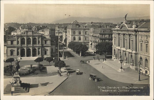 11377977 Geneve GE Place Neuve Theatre et Conservatoire Monument Denkmal Geneve