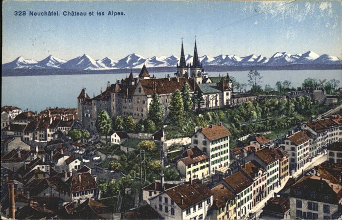 11371923 Neuchatel NE Chateau et les Alpes lac Neuchatel