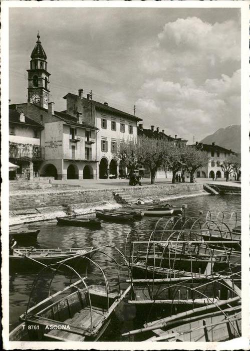 11372404 Ascona TI Uferpartie Kirche Lago Maggiore Boot Ascona