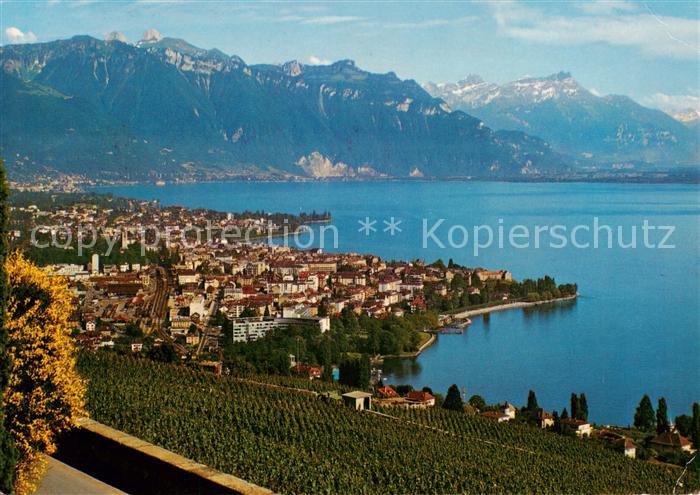 13844358 Vevey VD La Chardonne vue sur Vevey la Tour de Peilz et les Alpes voudo