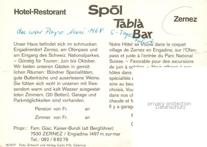 13859110 Zernez GR Hôtel Restaurant Spol Tabla Bar Zernez GR