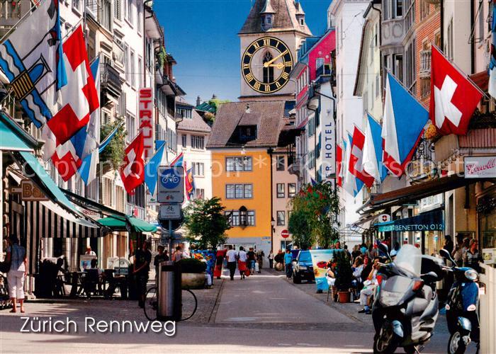 13860582 Zuerich ZH Rennweg mit Kirche St Peter Zuerich ZH