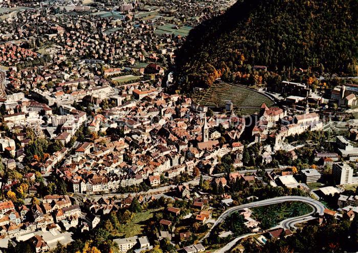 13861847 Chur GR Altstadt mit Loe Quartier und Luerlibad Fliegeraufnahme Chur GR