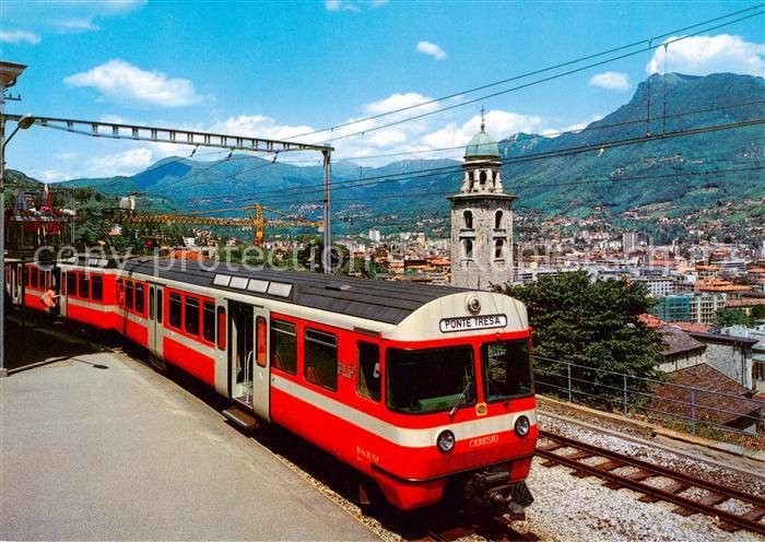 13864096 Lugano Lago di Lugano TI Neuer Gelenkzug der Lugano Ponte Tresa Bahn