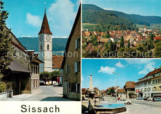 13864595 Sissach BL Kirche Panorama Brunnen