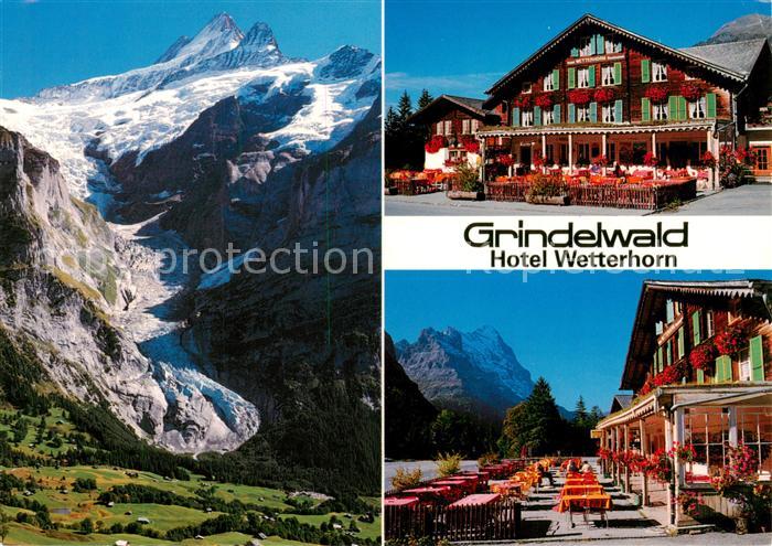 13865560 Grindelwald BE Hotel Wetterhorn Panorama Blick gegen Schreckhorn Gletsc