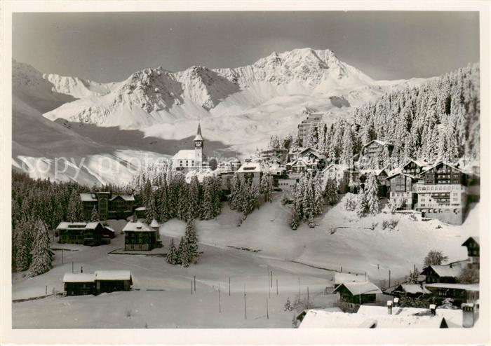 13865618 Arosa GR Panorama terrain de sports d'hiver vue vers les Alpes de Tschirpen Plessur