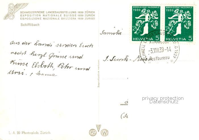 13865813 Zuerich ZH Schweizer Landesausstellung 1939 Schifflibach Zuerich ZH