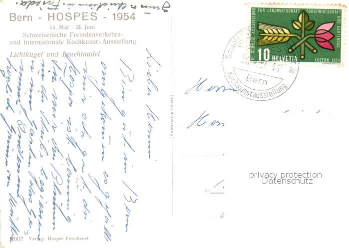 13867820 Bern BE Hospes 1954 Tourisme suisse et internat arts culinaires Au