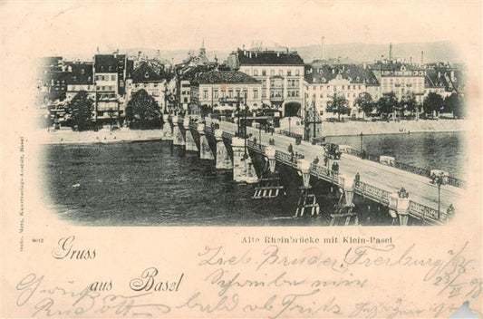 13879056 Basel BS Alte Rheinbruecke avec Klein Basel Basel BS