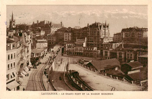 13879112 Lausanne VD Le Grand Pont et la Maison Marcerie Lausanne VD