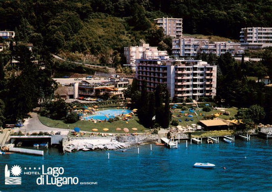 13881259 Bissone Lago di Lugano TI Hotel Lago di Lugano Fliegeraufnahme