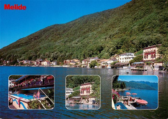 13883476 Melide Lago di Lugano Seehotel Riviera Panorama Schwimmbad Terrasse Mel