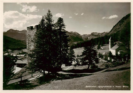 13883741 Tour Pontresina Spagnola et église Santa Maria Alpes Pontresina