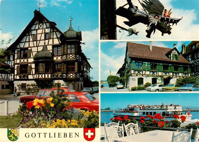 13884163 Gottlieben Hotel Fachwerkhaus Wirtshausschild Faehre Gottlieben