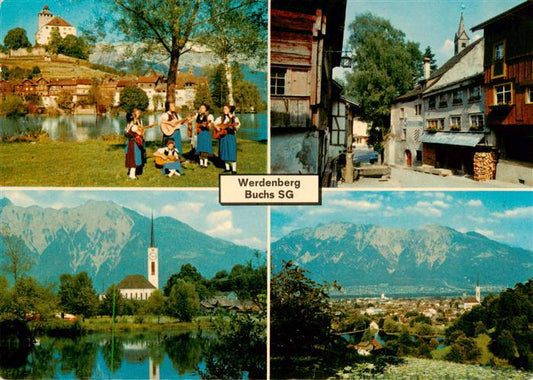 13884183 Werdenberg SG Schloss Musikgruppe Kirche Panorama Gasse