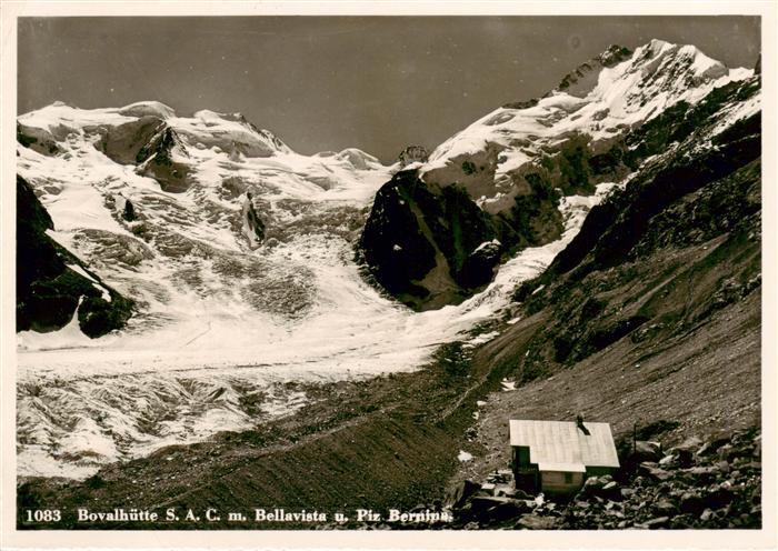 13884220 Bovalhuette SAC 2495m Morteratsch GR Refuge avec Bellavista et Piz