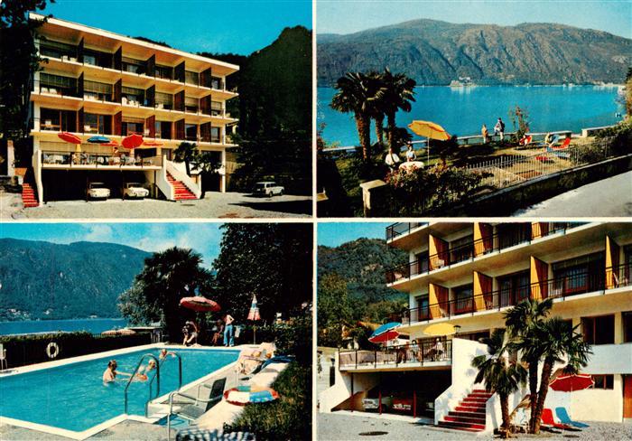 13886563 Morcote Lago di Lugano TI Hotel Garni Iris Schwimmbad Terrasse