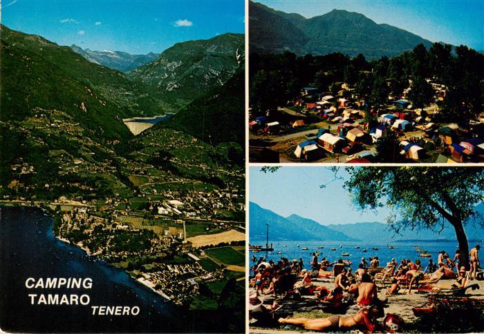 13886579 Tenero Lago Maggiore TI Camping Tamaro Fliegeraufnahme Strand