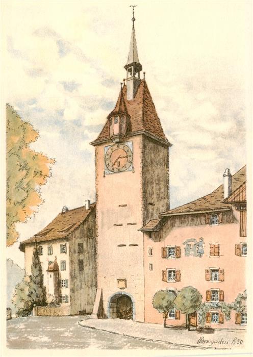 13892266 Bremgarten AG Spittelturm Carte d'artiste Bremgarten AG