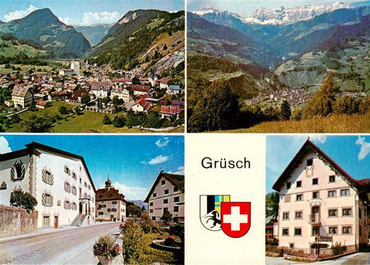 13892306 Gruesch GR mit Klus und Graue Hoerner mit Schesalana Rosengarten Pfarrh