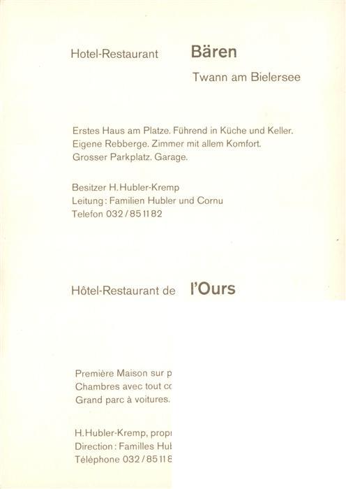 13893177 Twann BE Hôtel Restaurant Baeren chambre