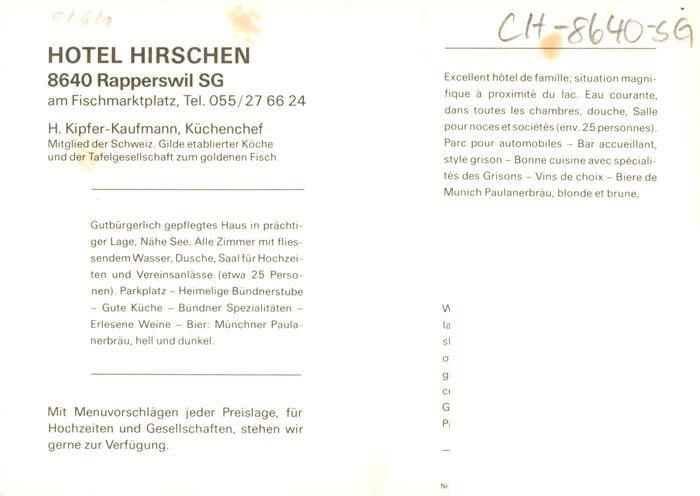 13895965 Rapperswil BE Hotel Hirschen Gastraum Rapperswil BE