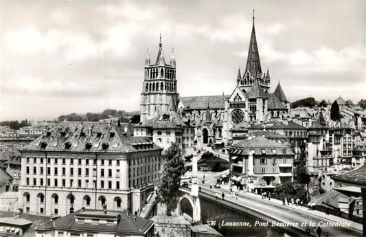 13897767 Lausanne VD Pont Bessitres et la Cathédrale Lausanne VD