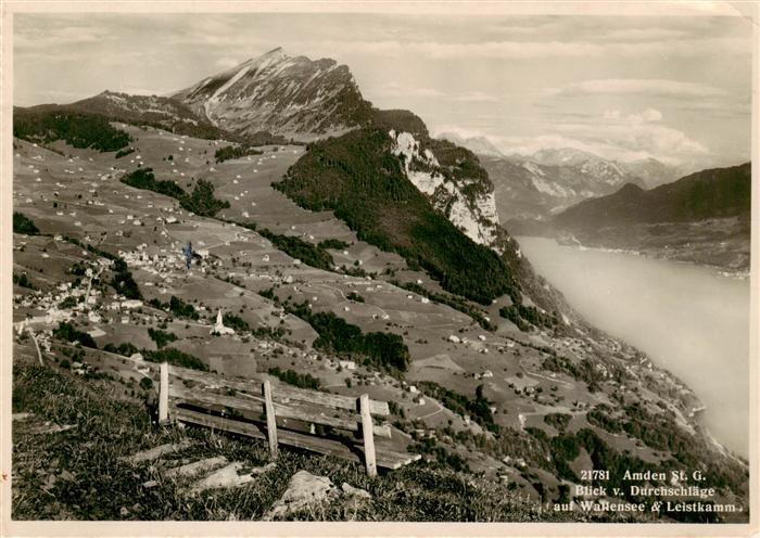 13899156 Amden SG Blick auf Wallensee und Leistkamm Amden SG