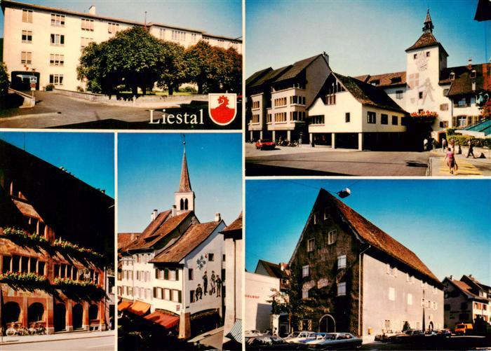 13901547 Liestal BL Orts und Teilansichten Rathaus Kirche Schule Obertor