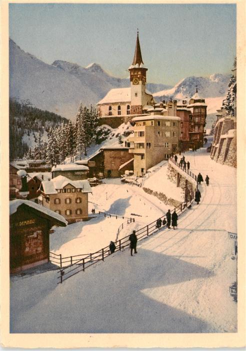 13901657 Arosa GR Poststrasse mit ev Kirche Arosa GR