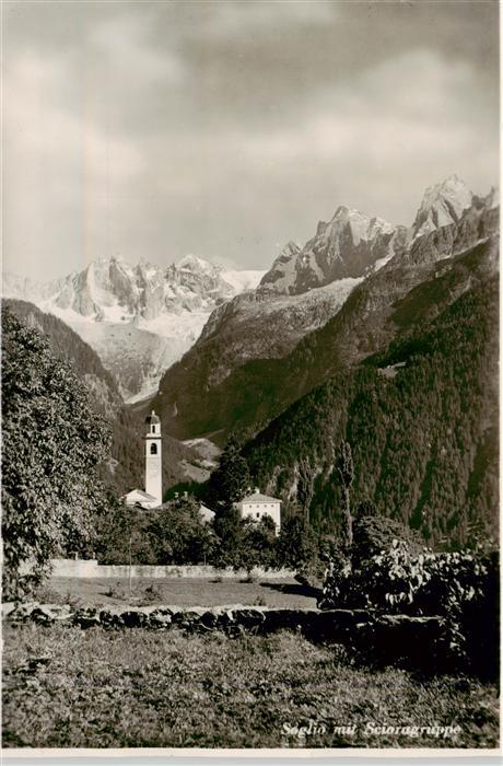 13900800 Soglio GR avec église et groupe Sciora