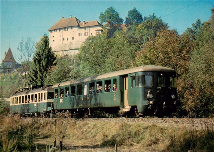 13901407 Laupen BE Pendelzug der Sensetalbahn Schloss Laupen Laupen BE