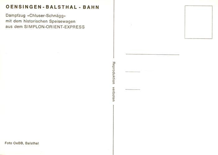 13901408 Balsthal SO Dampfzug Chluser Schnaegg Oensingen-Balsthal-Bahn Historisc