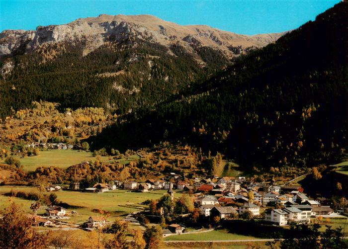 13914635 Zillis_GR Panorama mit Kirche St Martin und Reischen