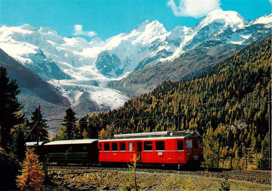 13918312 Morteratsch Berninabahn mit der Bellavista und Piz Bernina