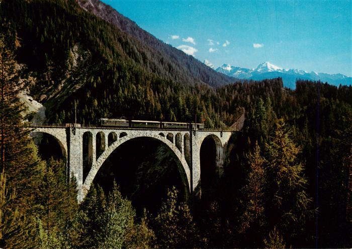 13918316 Tinzenhorn_3172m_GR Wiesner Viadukt der Rhaetischen Bahn mit Tinzenhorn