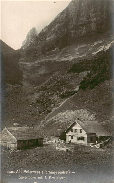 13920604 Alpstein_GR Alp Bollenwies Saxerluecke mit 1. Kreuzberg