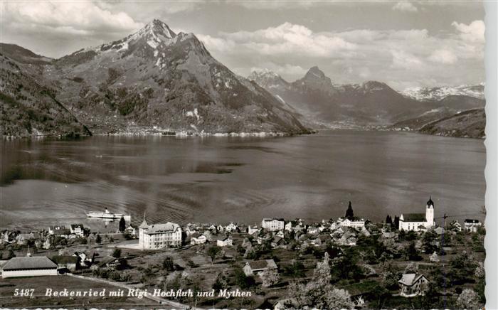 13920655 Beckenried_Vierwaldstaettersee_NW Panorama mit Rigi Hochfluh und Mythen