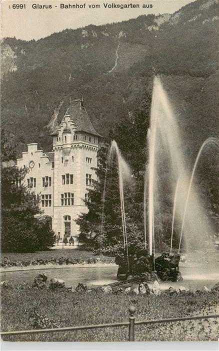 13920675 Glarus_GL Bahnhof Volksgarten Fontaene