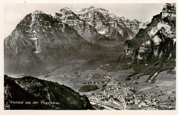 13920684 Netstal_GL aus der Vogelschau Alpenpanorama